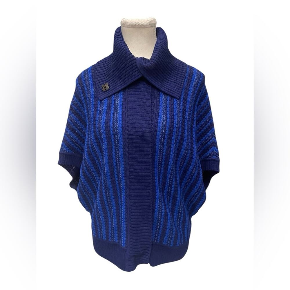 St. John Navy and Royal Blue Cowl Neck Sweater Size:S